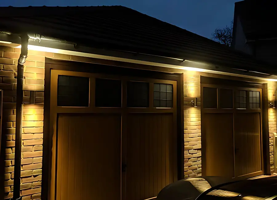 Garage outdoor lighting installation